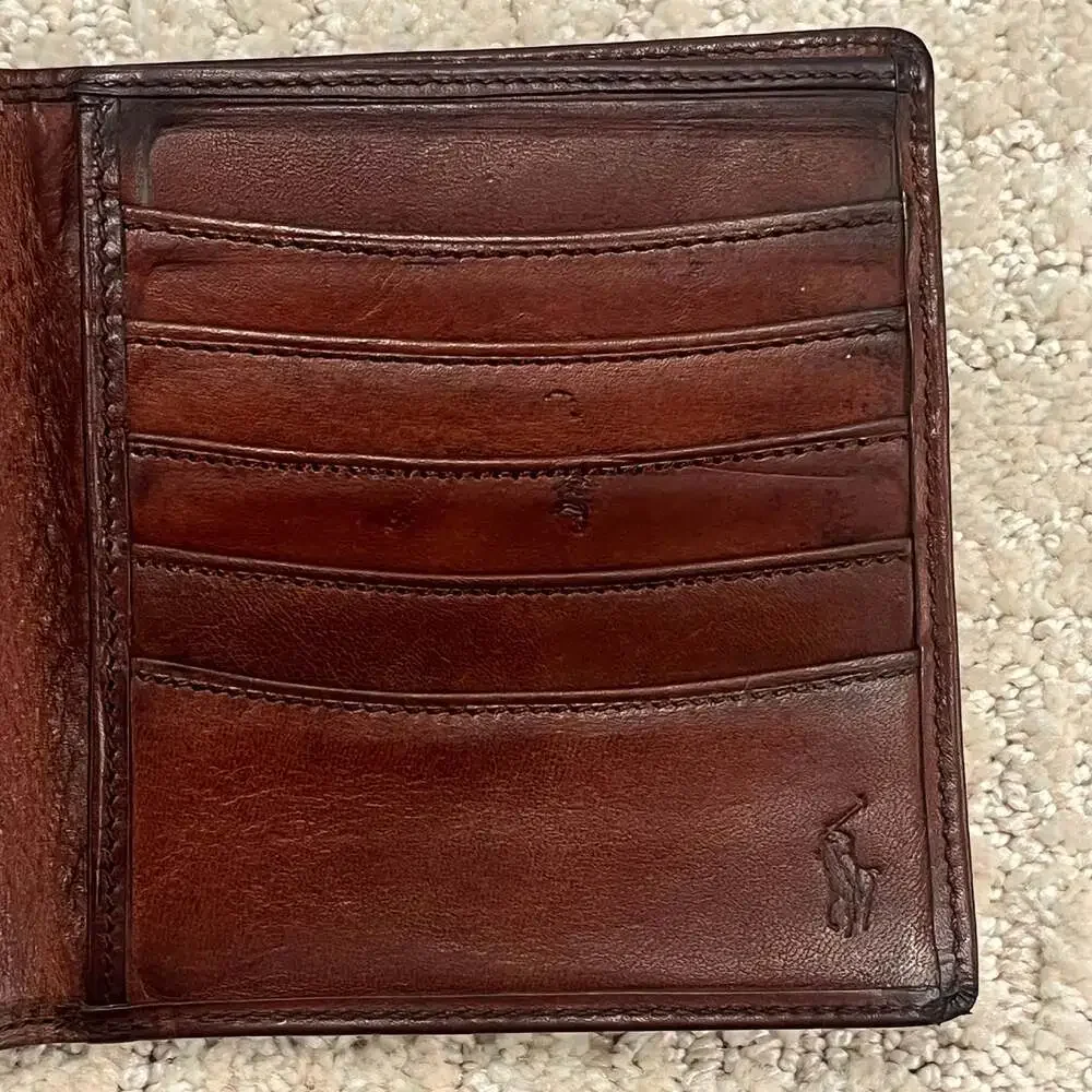 VTG 90s Polo Ralph Lauren Men's Brown Leather Bifold Wallet